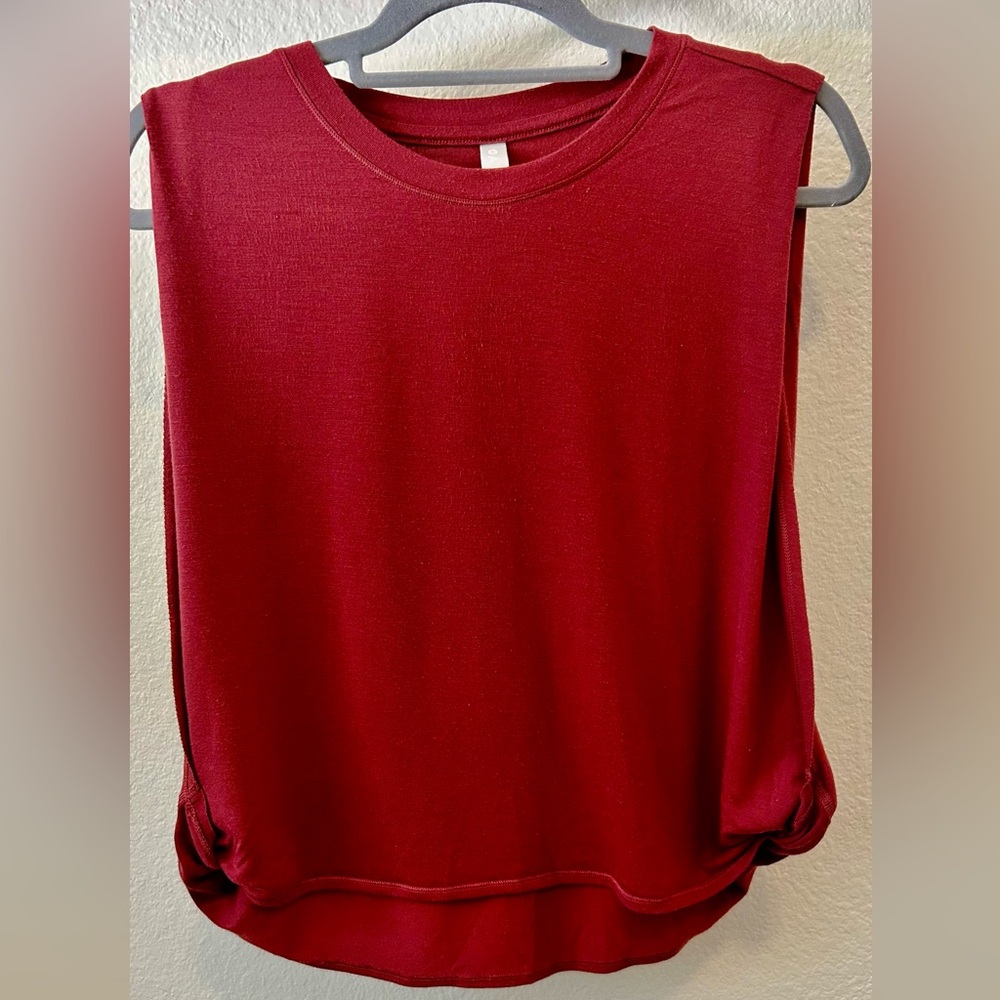 Athleta Side Tie Tank Top Womens Size Small Burgundy Workout Casual Shirt Sz‎ M